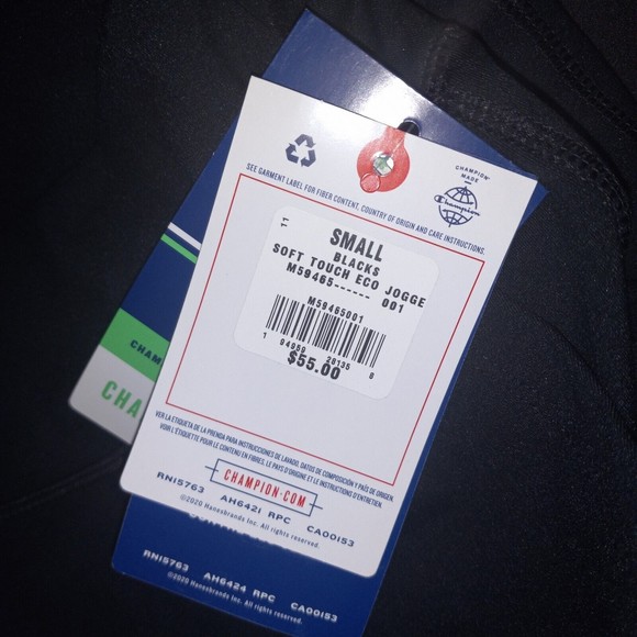 Champion Black Athleticwear Soft Touch Eco Jogger Size S Wicking Pockets NEW - Picture 9 of 11